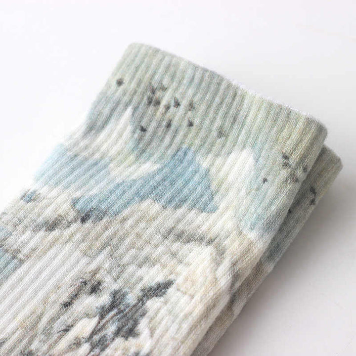 Buddha Stones, chińskie malarstwo tuszem, wzór krajobrazu, mikro skarpetki, trzy pary, męskie, damskie, unisex - image 2