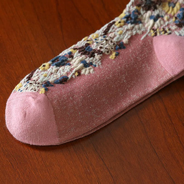 Damskie skarpetki bawełniane Micro Crew z teksturą i kwiatowym wzorem w Buddha Stones - image 13