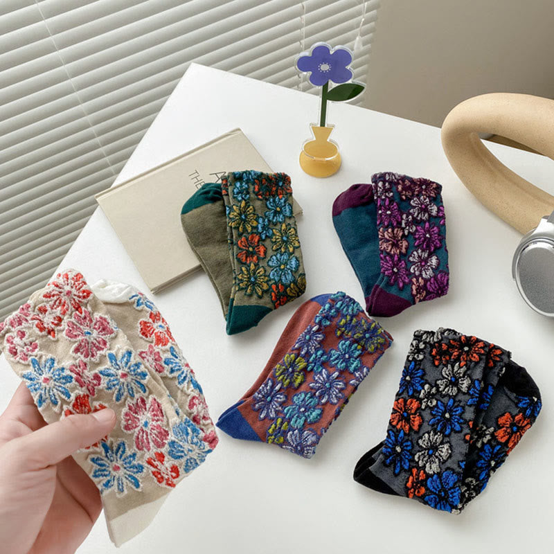 Damskie bawełniane skarpetki Micro Crew z motywem etnicznym i kwiatowym, kontrastowym wzorem w Buddha Stones - image 18