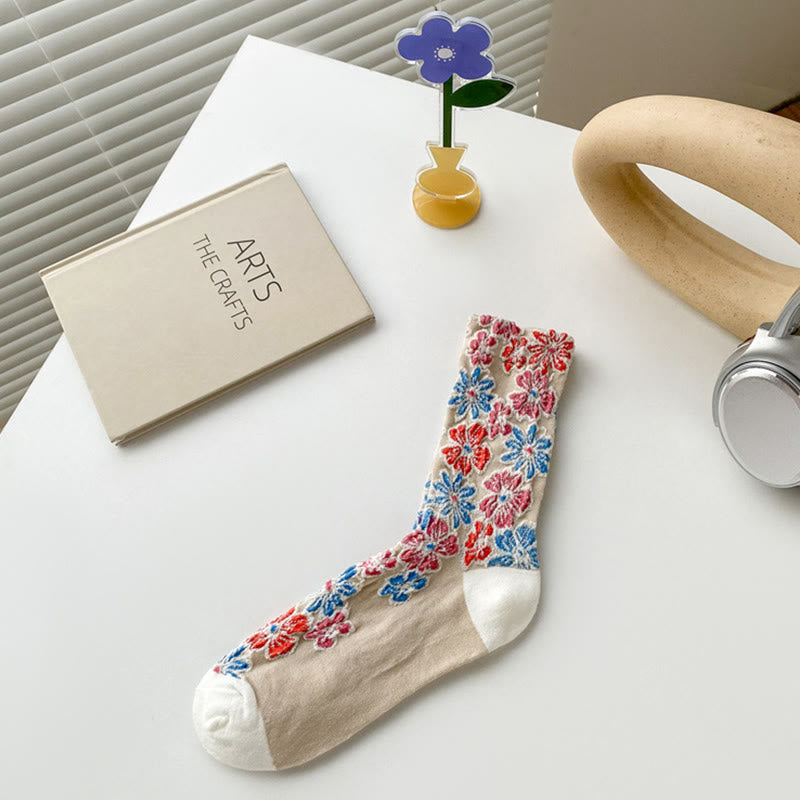 Damskie bawełniane skarpetki Micro Crew z motywem etnicznym i kwiatowym, kontrastowym wzorem w Buddha Stones - Dębnik - Jeden rozmiar pasuje do większości (US4, EU34–39, UK/AU2,5–6, Asia22–24,5 cm) - image 4