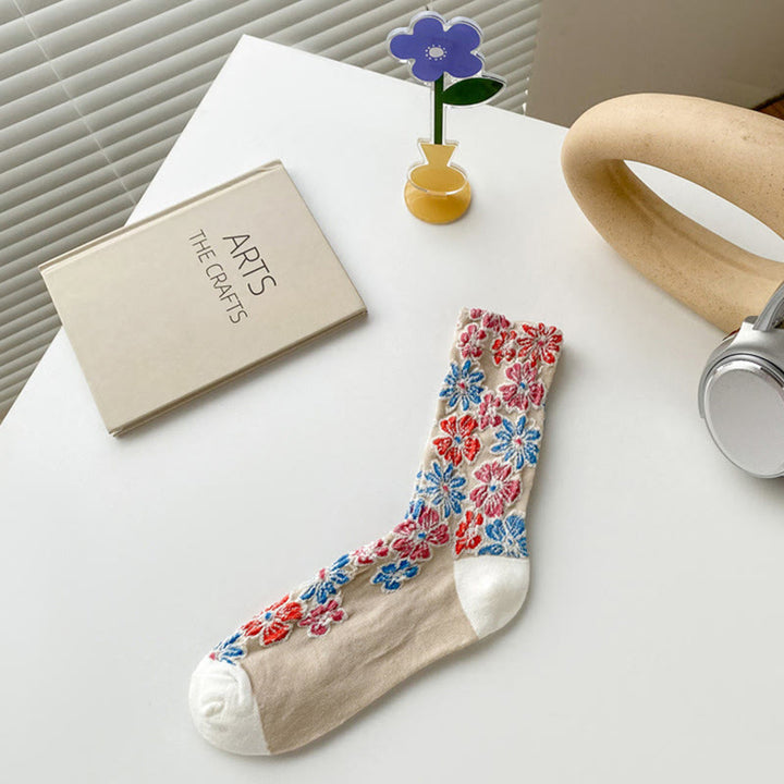 Damskie bawełniane skarpetki Micro Crew z motywem etnicznym i kwiatowym, kontrastowym wzorem w Buddha Stones - Dębnik - Jeden rozmiar pasuje do większości (US4, EU34–39, UK/AU2,5–6, Asia22–24,5 cm) - image 4