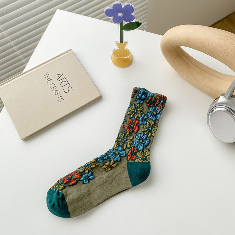 Damskie bawełniane skarpetki Micro Crew z motywem etnicznym i kwiatowym, kontrastowym wzorem w Buddha Stones - DarkSeaGreen - Jeden rozmiar pasuje do większości (US4, EU34–39, UK/AU2,5–6, Asia22–24,5 cm) - image 11