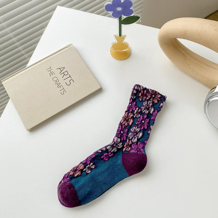 Damskie bawełniane skarpetki Micro Crew z motywem etnicznym i kwiatowym, kontrastowym wzorem w Buddha Stones - Ciemna Magenta - Jeden rozmiar pasuje do większości (US4, EU34–39, UK/AU2,5–6, Asia22–24,5 cm) - image 10