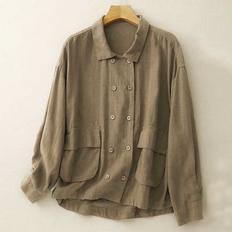 Kurtka damska z długim rękawem i kieszeniami, dwurzędowa, bawełniana, z Buddha Stones - Peru - US14, UK/AU18, EU46 (2XL) - image 1