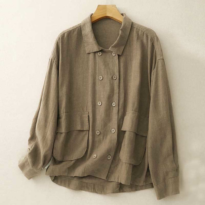 Kurtka damska z długim rękawem i kieszeniami, dwurzędowa, bawełniana, z Buddha Stones - Peru - US14, UK/AU18, EU46 (2XL) - image 1