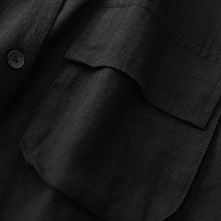 Kurtka damska z długim rękawem i kieszeniami, dwurzędowa, bawełniana, z Buddha Stones - image 14