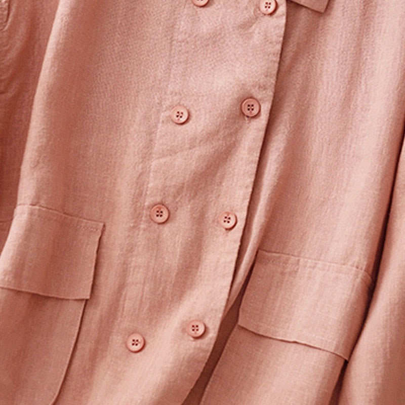 Kurtka damska z długim rękawem i kieszeniami, dwurzędowa, bawełniana, z Buddha Stones - image 20