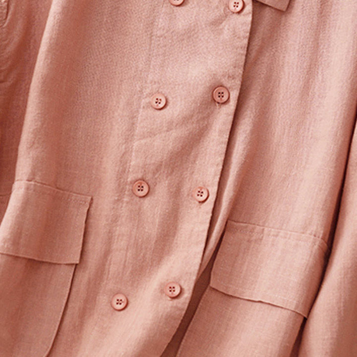 Kurtka damska z długim rękawem i kieszeniami, dwurzędowa, bawełniana, z Buddha Stones - image 20