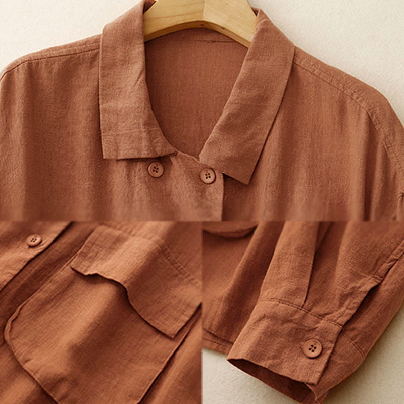 Kurtka damska z długim rękawem i kieszeniami, dwurzędowa, bawełniana, z Buddha Stones - image 8