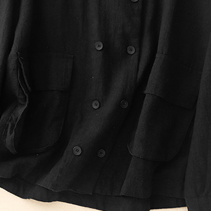 Kurtka damska z długim rękawem i kieszeniami, dwurzędowa, bawełniana, z Buddha Stones - image 16