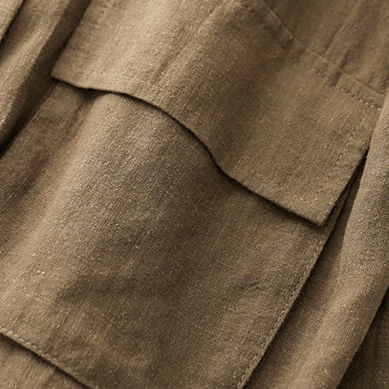 Kurtka damska z długim rękawem i kieszeniami, dwurzędowa, bawełniana, z Buddha Stones - image 3