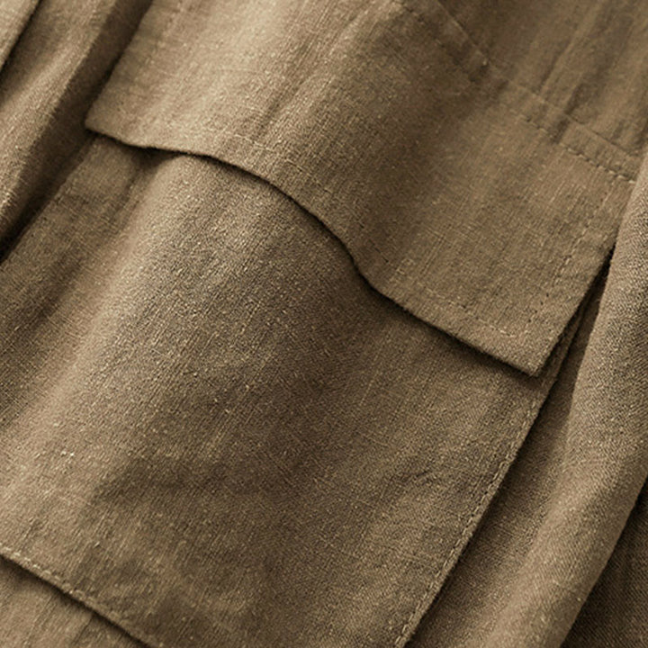 Kurtka damska z długim rękawem i kieszeniami, dwurzędowa, bawełniana, z Buddha Stones - image 3