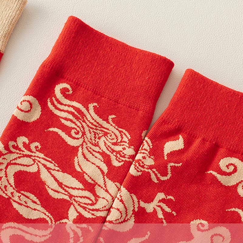 Buddha Stones Casualowe skarpetki bawełniane Red Dragon Quarter dla mężczyzn i kobiet unisex - image 12