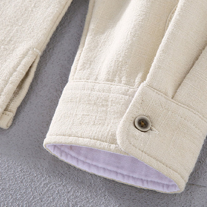 Kurtka męska Buddha Stones z długim rękawem, standardowym kołnierzem, termiczna, z podszewką z polaru, z bawełny ramii i kieszeniami - image 10