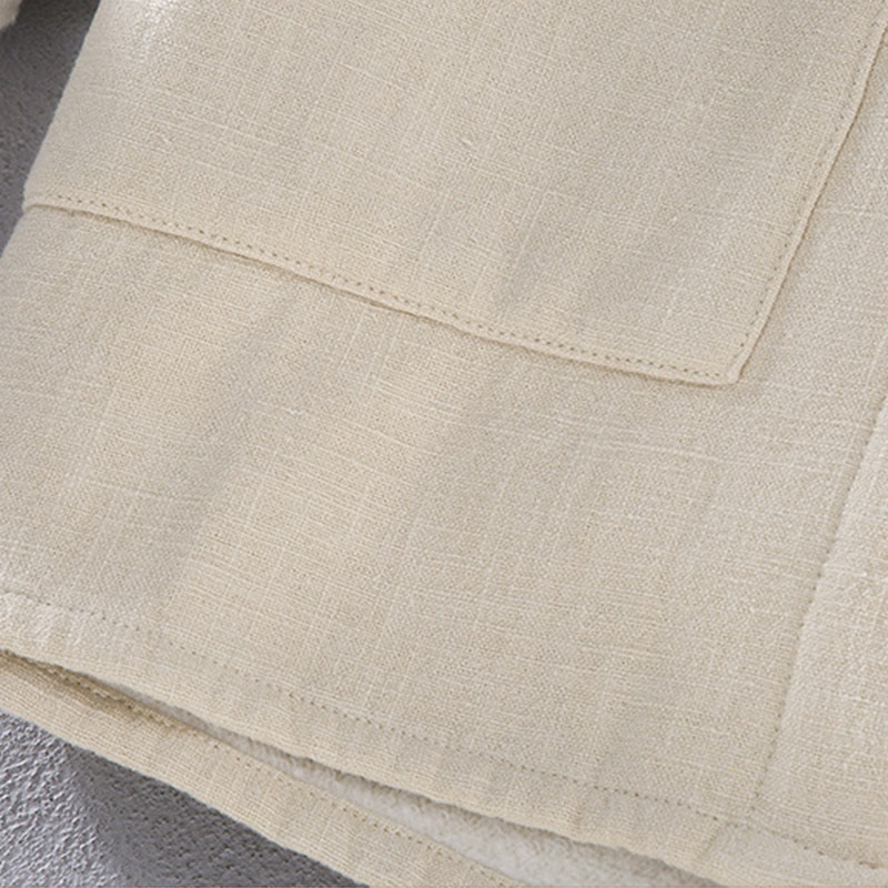 Kurtka męska Buddha Stones z długim rękawem, standardowym kołnierzem, termiczna, z podszewką z polaru, z bawełny ramii i kieszeniami - image 11