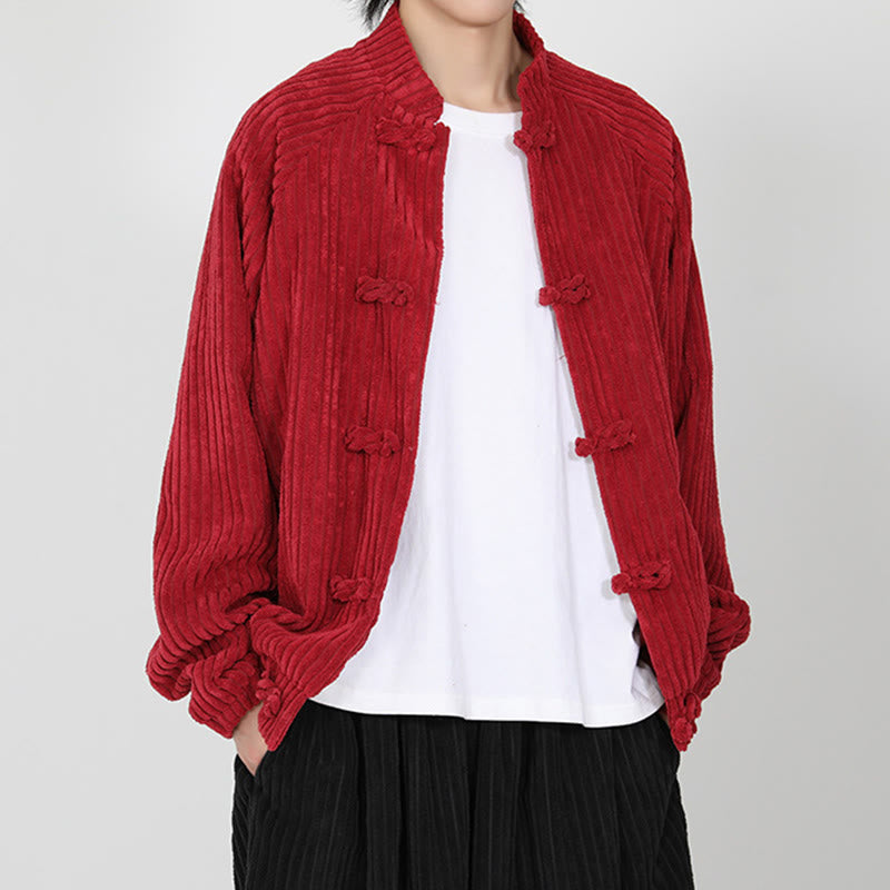 Kurtka męska z bawełny sztruksowej z długim rękawem i kieszeniami Buddha Stones z chińskimi guzikami żabki - image 8