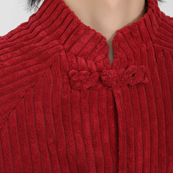 Kurtka męska z bawełny sztruksowej z długim rękawem i kieszeniami Buddha Stones z chińskimi guzikami żabki - image 14