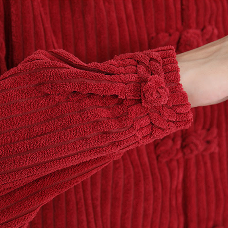 Kurtka męska z bawełny sztruksowej z długim rękawem i haftem Buddha Stones z bambusa, z żabim guzikiem - image 18