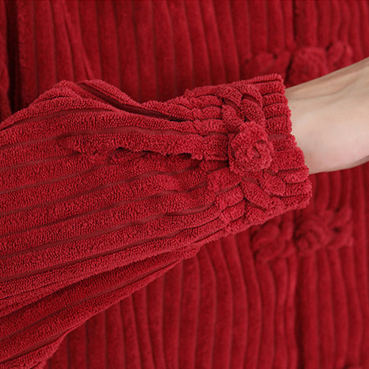 Kurtka męska z bawełny sztruksowej z długim rękawem i haftem Buddha Stones z bambusa, z żabim guzikiem - image 18