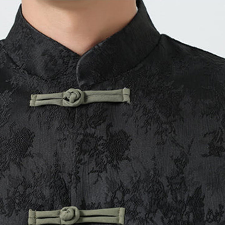 Kurtka męska z bawełny z długim rękawem i kieszeniami, z motywem Buddha Stones , z żakardowym guzikiem i żabką - image 9