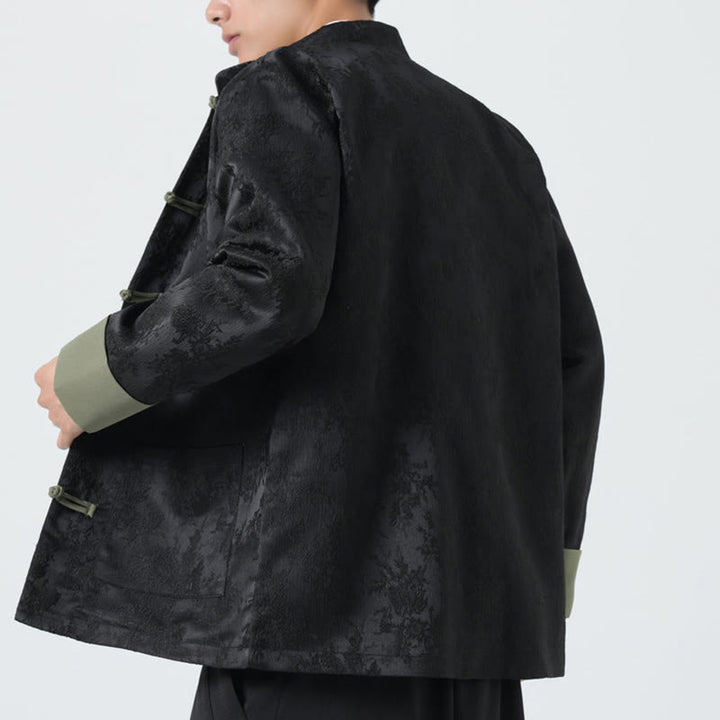 Kurtka męska z bawełny z długim rękawem i kieszeniami, z motywem Buddha Stones , z żakardowym guzikiem i żabką - image 7