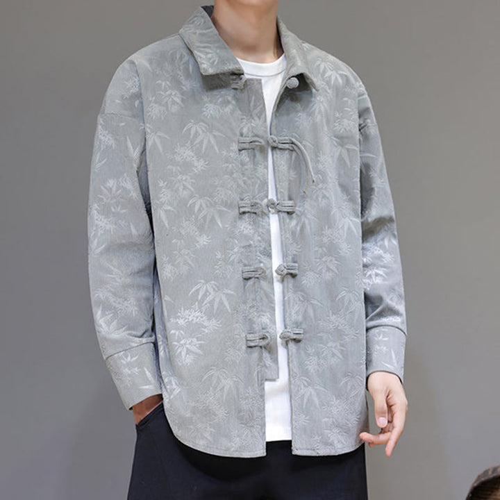 Męska bawełniana kurtka garniturowa z długim rękawem i wzorem Buddha Stones i żabą - image 14