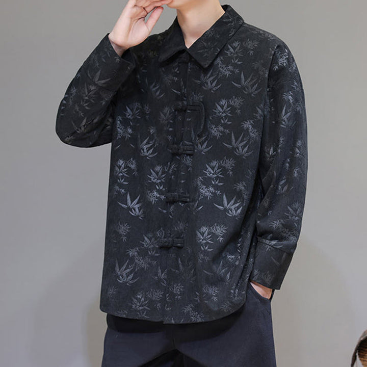 Męska bawełniana kurtka garniturowa z długim rękawem i wzorem Buddha Stones i żabą - image 4