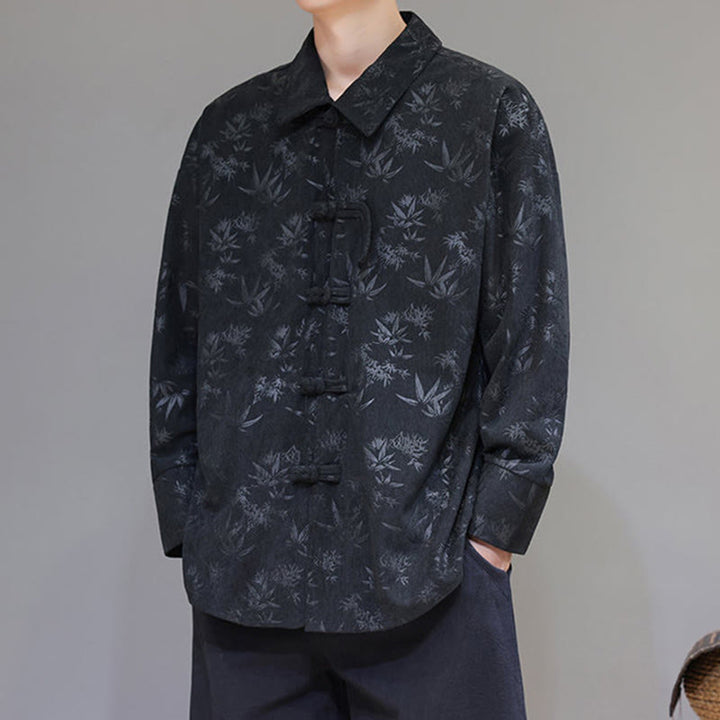 Męska bawełniana kurtka garniturowa z długim rękawem i wzorem Buddha Stones i żabą - image 2