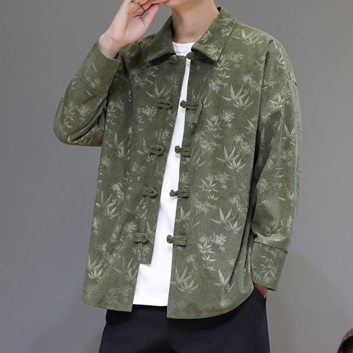 Męska bawełniana kurtka garniturowa z długim rękawem i wzorem Buddha Stones i żabą - image 17