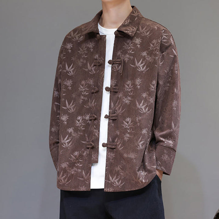 Męska bawełniana kurtka garniturowa z długim rękawem i wzorem Buddha Stones i żabą - image 28