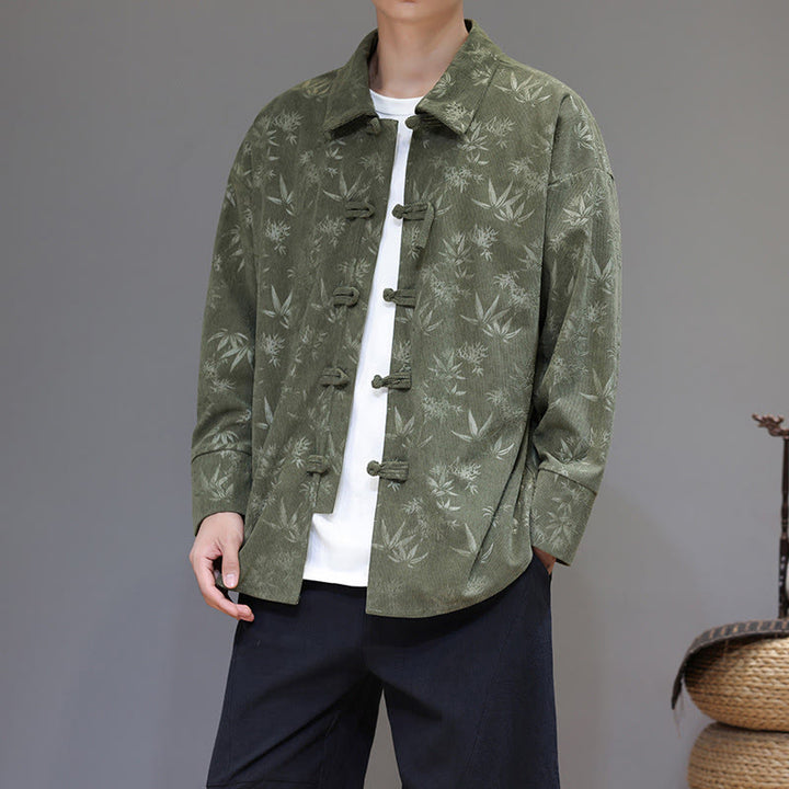 Męska bawełniana kurtka garniturowa z długim rękawem i wzorem Buddha Stones i żabą - ForestGreen - US/UK/AU48， EU58(5XL) - image 16