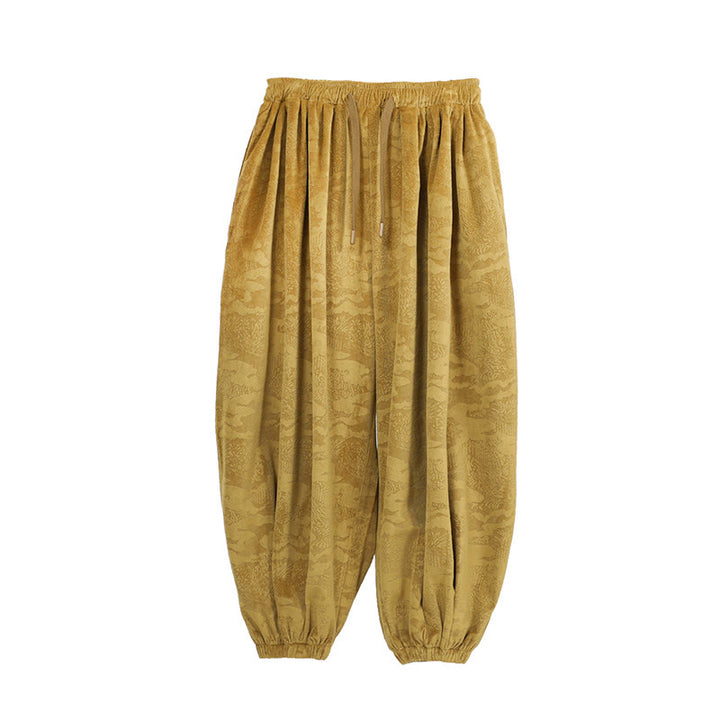 Spodnie haremowe męskie Buddha Stones Fall Plain Jacquard Design ze ściągaczem i kieszeniami - image 7