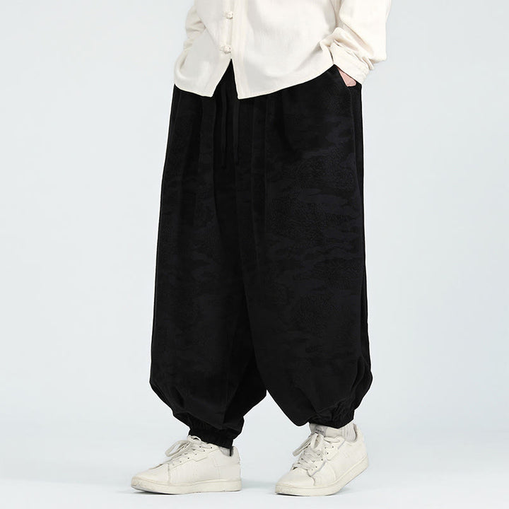 Spodnie haremowe męskie Buddha Stones Fall Plain Jacquard Design ze ściągaczem i kieszeniami - image 10