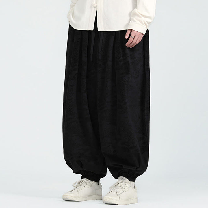 Spodnie haremowe męskie Buddha Stones Fall Plain Jacquard Design ze ściągaczem i kieszeniami - image 11