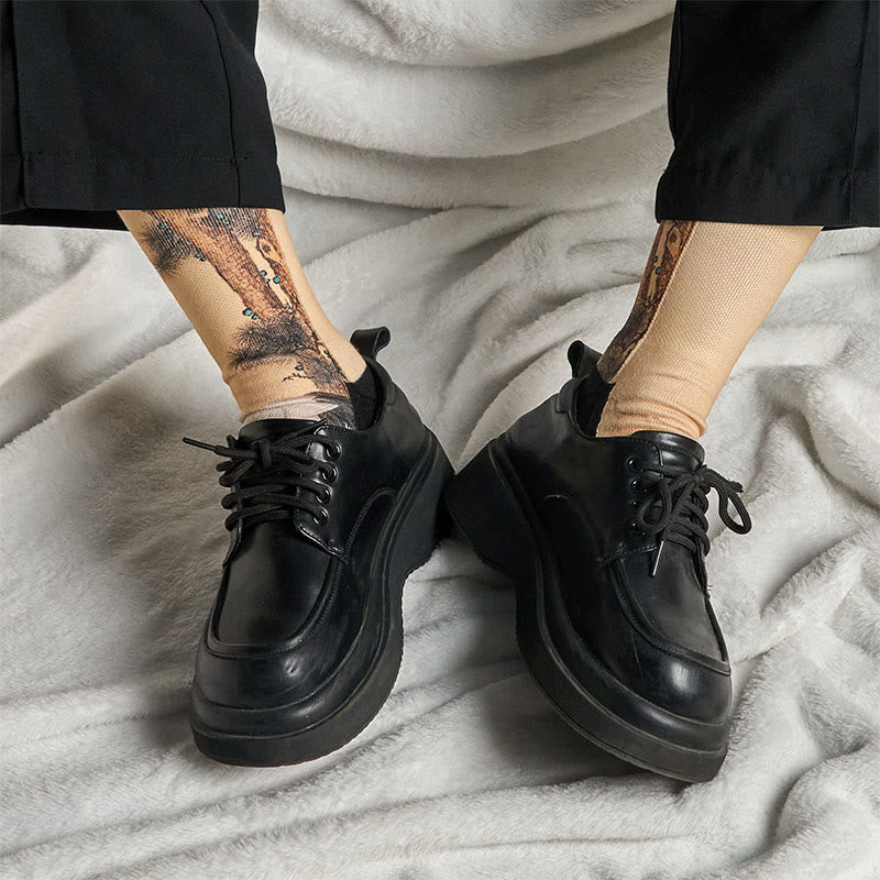 Buddha Stones, casualowe, białe, żurawie, sosny, góry, mikro, męskie, damskie, unisex, skarpetki - image 7