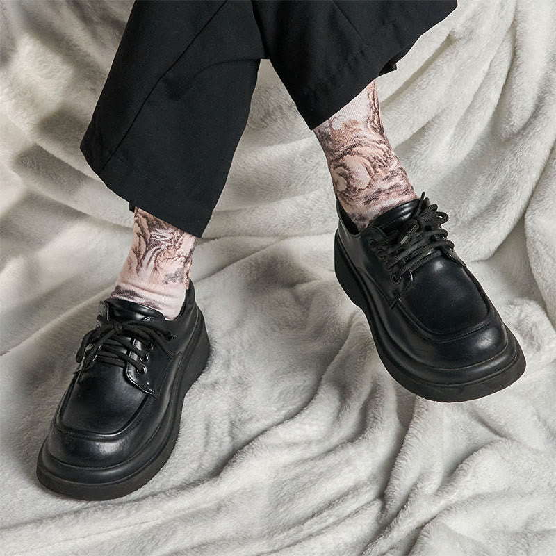 Buddha Stones, casualowe, białe, żurawie, sosny, góry, mikro, męskie, damskie, unisex, skarpetki - image 17