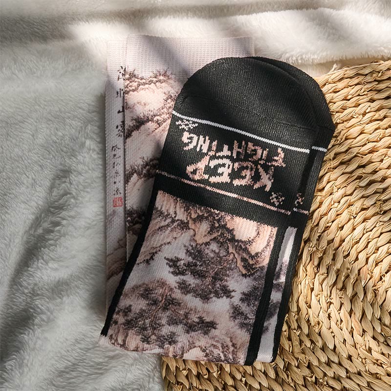 Buddha Stones, casualowe, białe, żurawie, sosny, góry, mikro, męskie, damskie, unisex, skarpetki - image 15