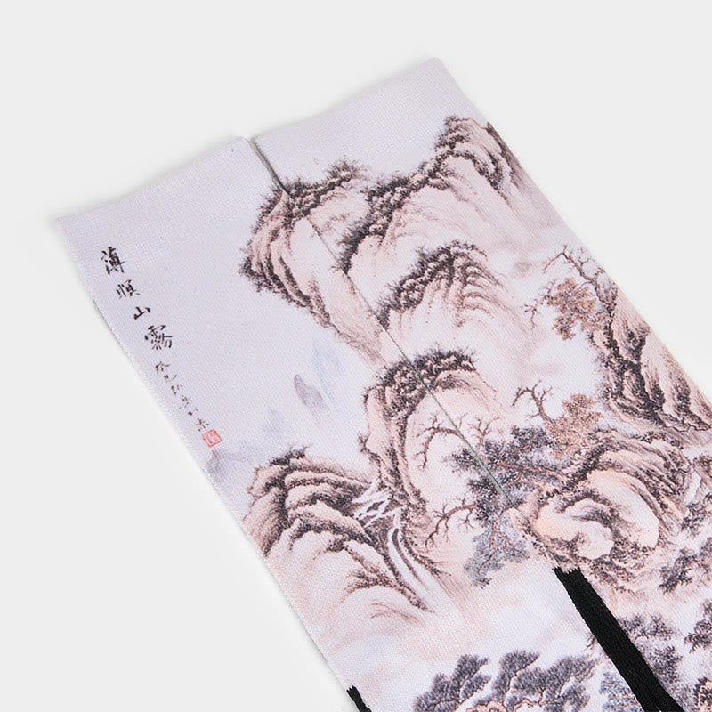 Buddha Stones, casualowe, białe, żurawie, sosny, góry, mikro, męskie, damskie, unisex, skarpetki - image 13