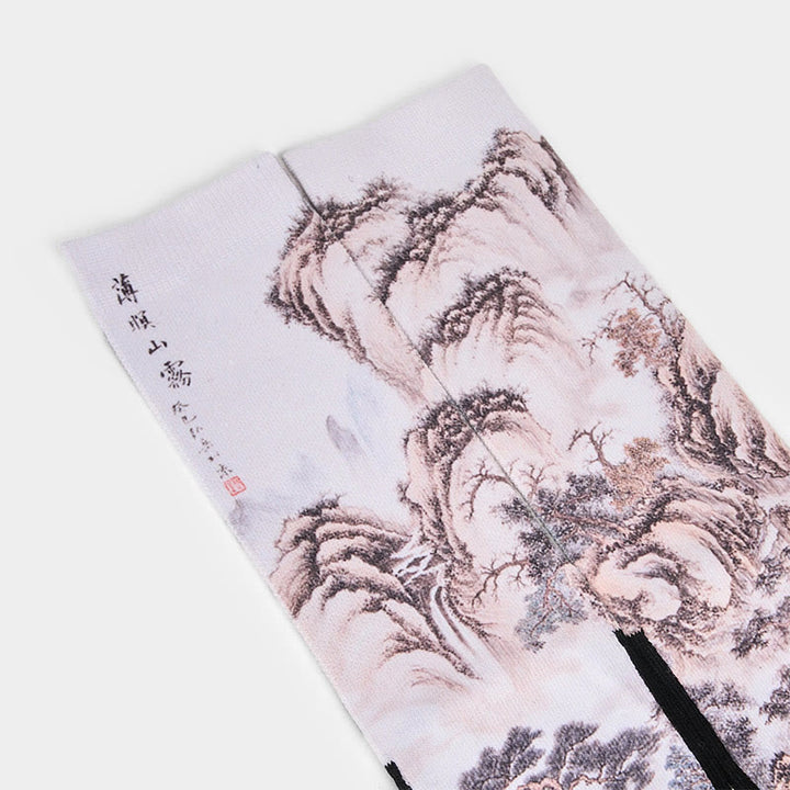 Buddha Stones, casualowe, białe, żurawie, sosny, góry, mikro, męskie, damskie, unisex, skarpetki - image 13