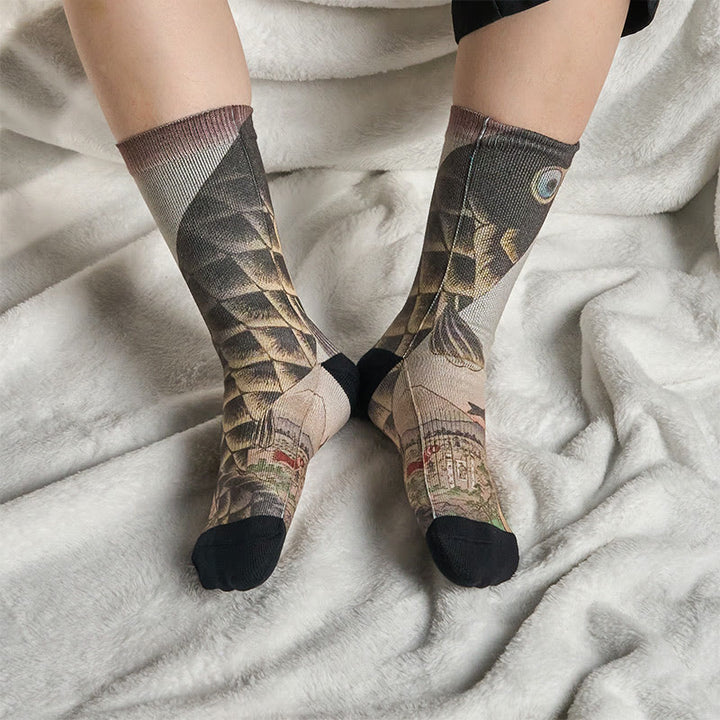 Buddha Stones Kamienie Koi Ryba Góra Fuji Micro Crew Męskie Damskie Unisex - image 7