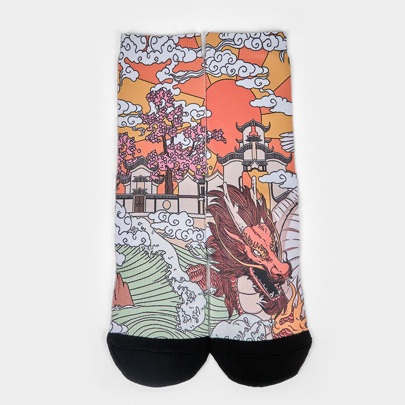 Buddha Stones Skarpetki unisex dla mężczyzn i kobiet, w chmurach, falach słonecznych i Micro Crew - image 1
