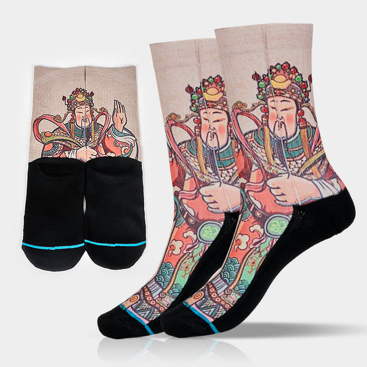 Buddha Stones, swobodny bóg bogactwa, uchwyt Ruyi, mikro skarpetki męskie i damskie unisex - Bielizna - SM (USA 3,5–8,5, EU 33–39, UK/AU 1,5–6, Azja 21,5–25 cm) - image 0