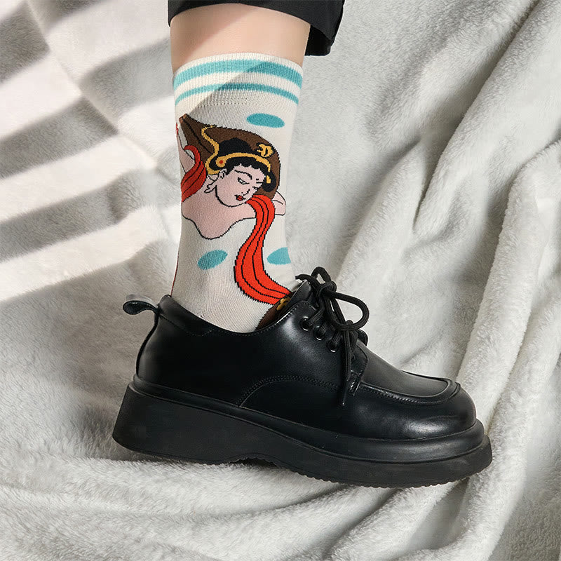 Damskie skarpetki z kolekcji Buddha Stones Casual Dunhuang Feitian Design Micro Crew - image 4