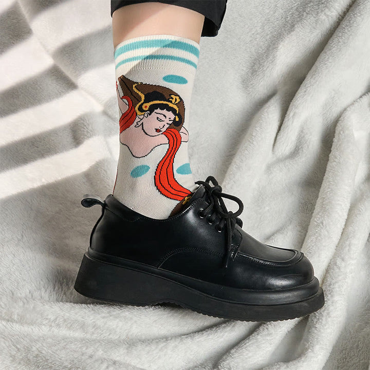 Damskie skarpetki z kolekcji Buddha Stones Casual Dunhuang Feitian Design Micro Crew - image 4