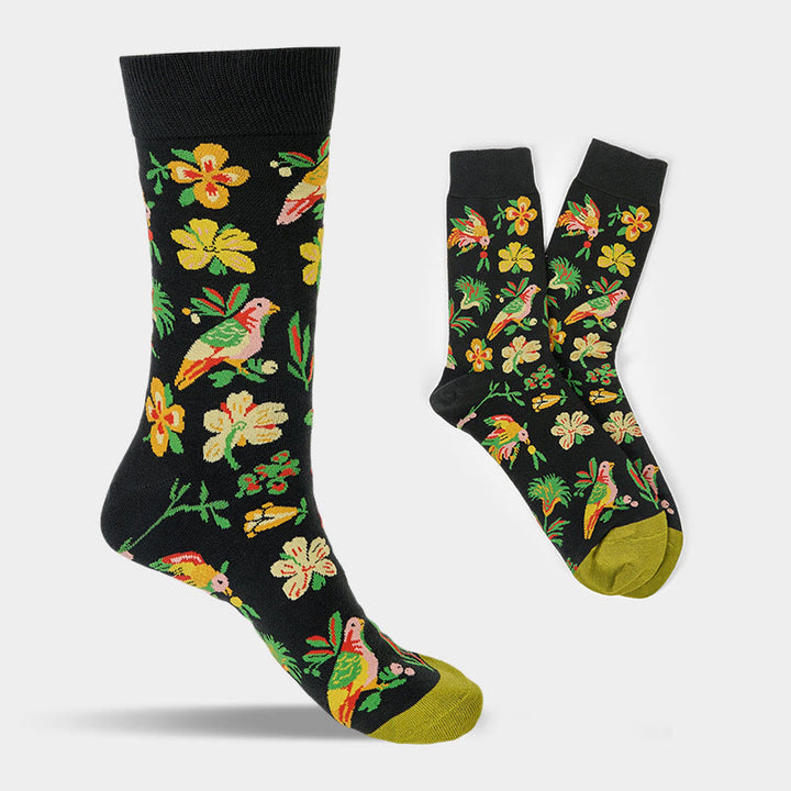 Buddha Stones Kwitnący Kwiat Ptak Wzór Mężczyźni Kobiety Unisex Bawełniane Skarpety Crew - image 8