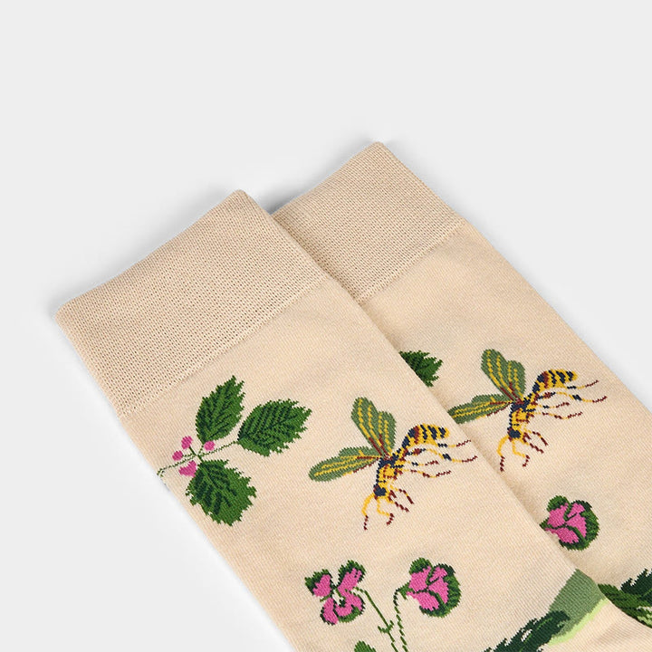 Buddha Stones, pszczoła, żaba, liście, wzór, mężczyźni, kobiety, unisex, bawełniane skarpetki - image 8