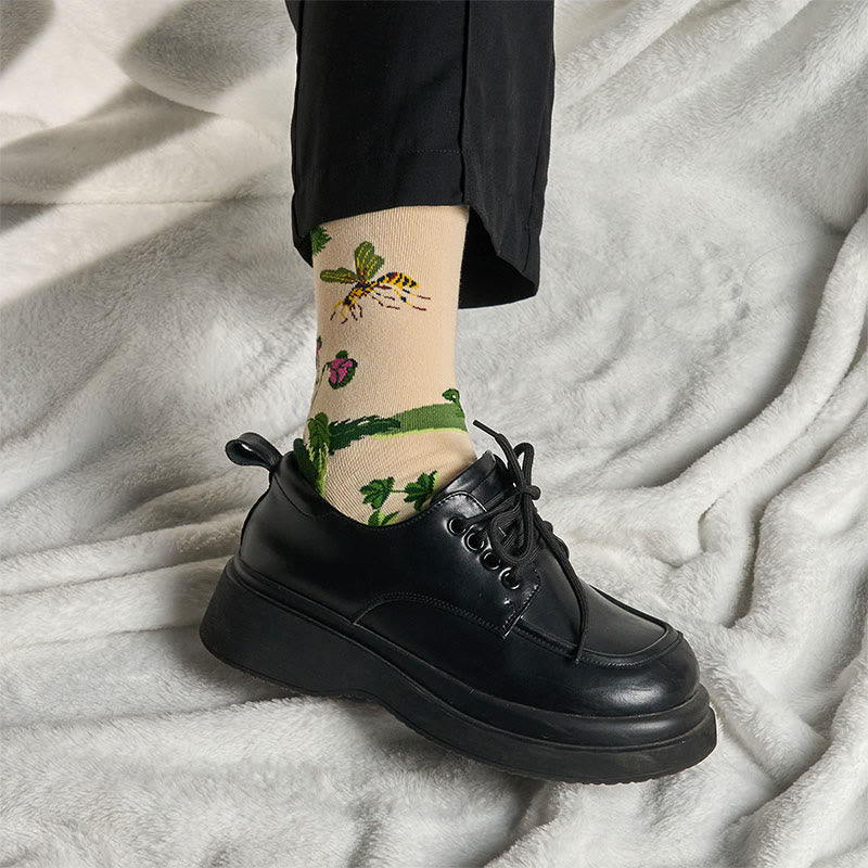 Buddha Stones, pszczoła, żaba, liście, wzór, mężczyźni, kobiety, unisex, bawełniane skarpetki - image 3