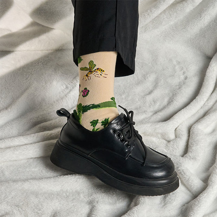 Buddha Stones, pszczoła, żaba, liście, wzór, mężczyźni, kobiety, unisex, bawełniane skarpetki - image 3