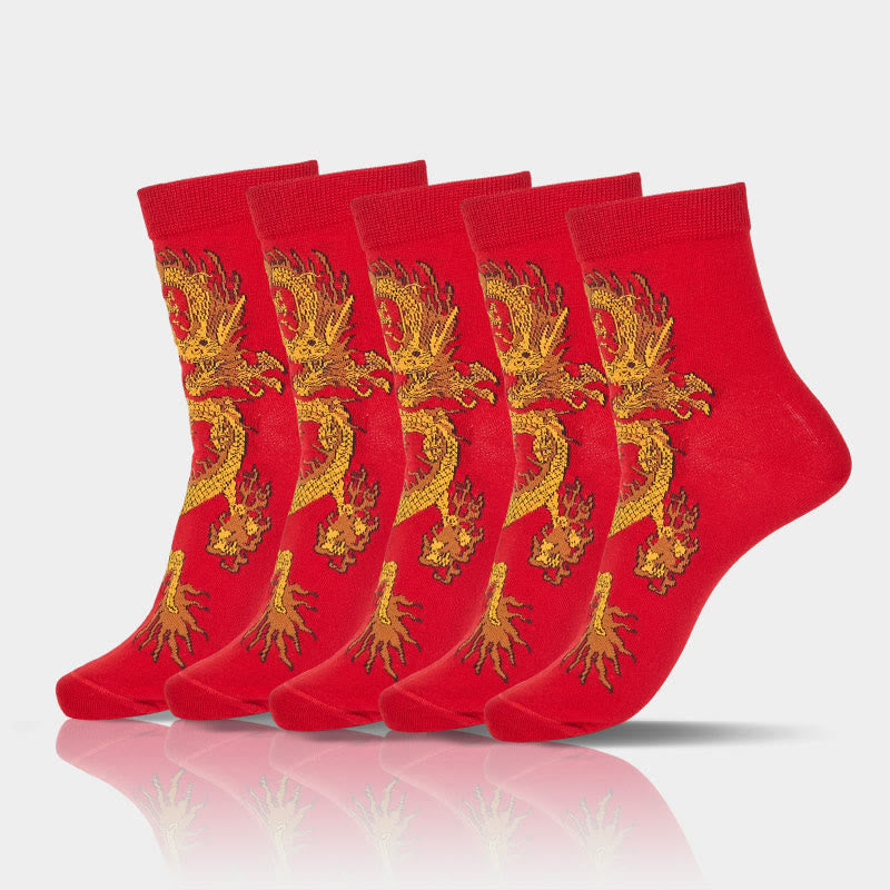 Buddha Stones Casual 5 par skarpetek damskich Golden Dragon Quarter - image 28