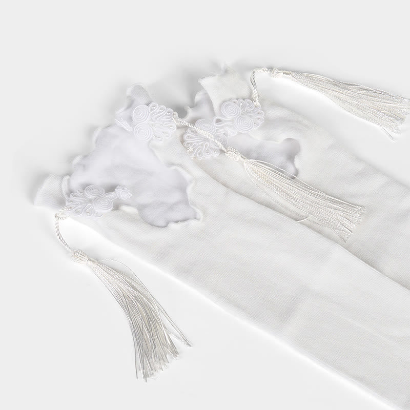 Damskie bawełniane skarpetki Micro Crew z motywem Buddha Stones w czystym kolorze z chińskimi guzikami w kształcie żaby i frędzlami - image 8